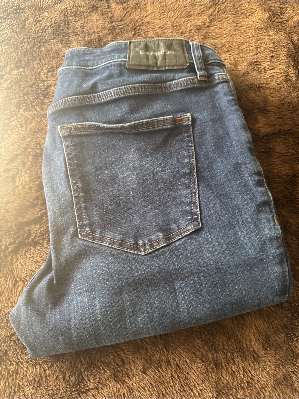 Express Dark Blue Slim Straigh Denim Jeans - Back Pocket Detail